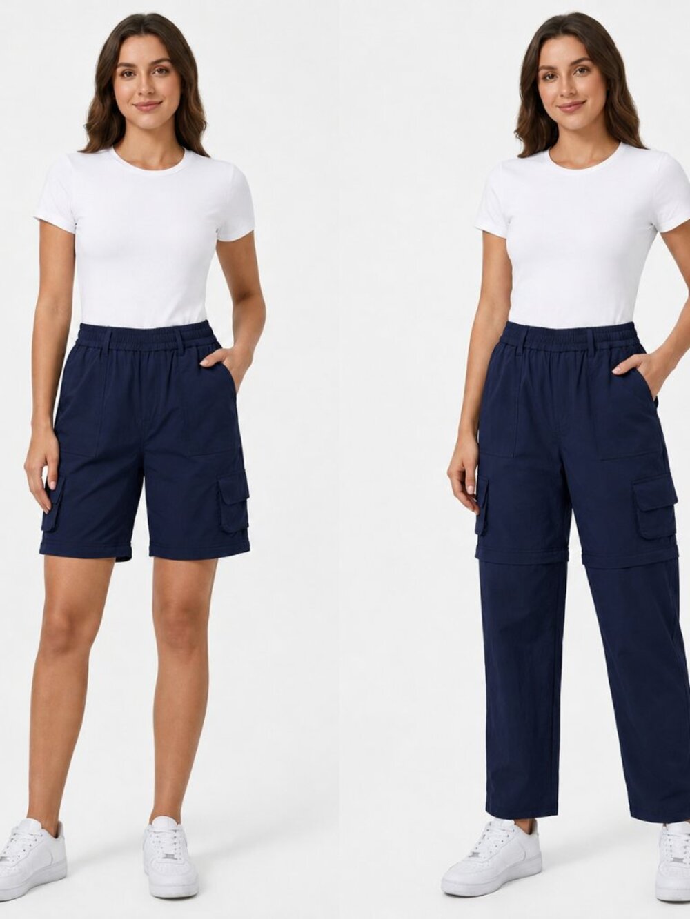 Halara Navy Blue Convertible Zip-Off Cargo Pants Shorts Women's Medium 50% off